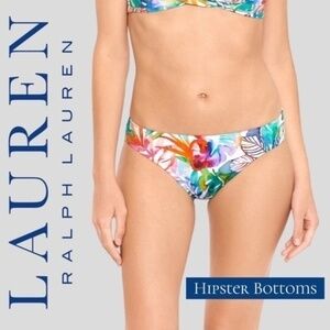 RALPH LAUREN Caribbean Watercolor Print Full Coverage Hipster Swim Bottoms NWT